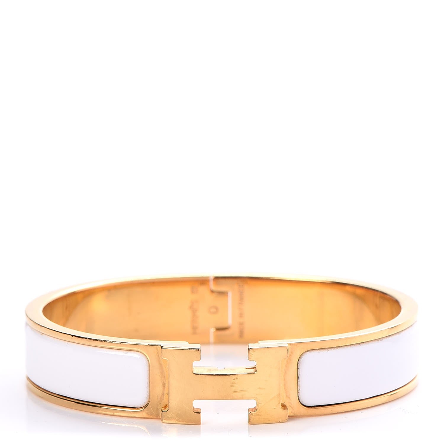 Hermes Enamel Narrow Clic Clac H Bracelet PM White 1 of 6
