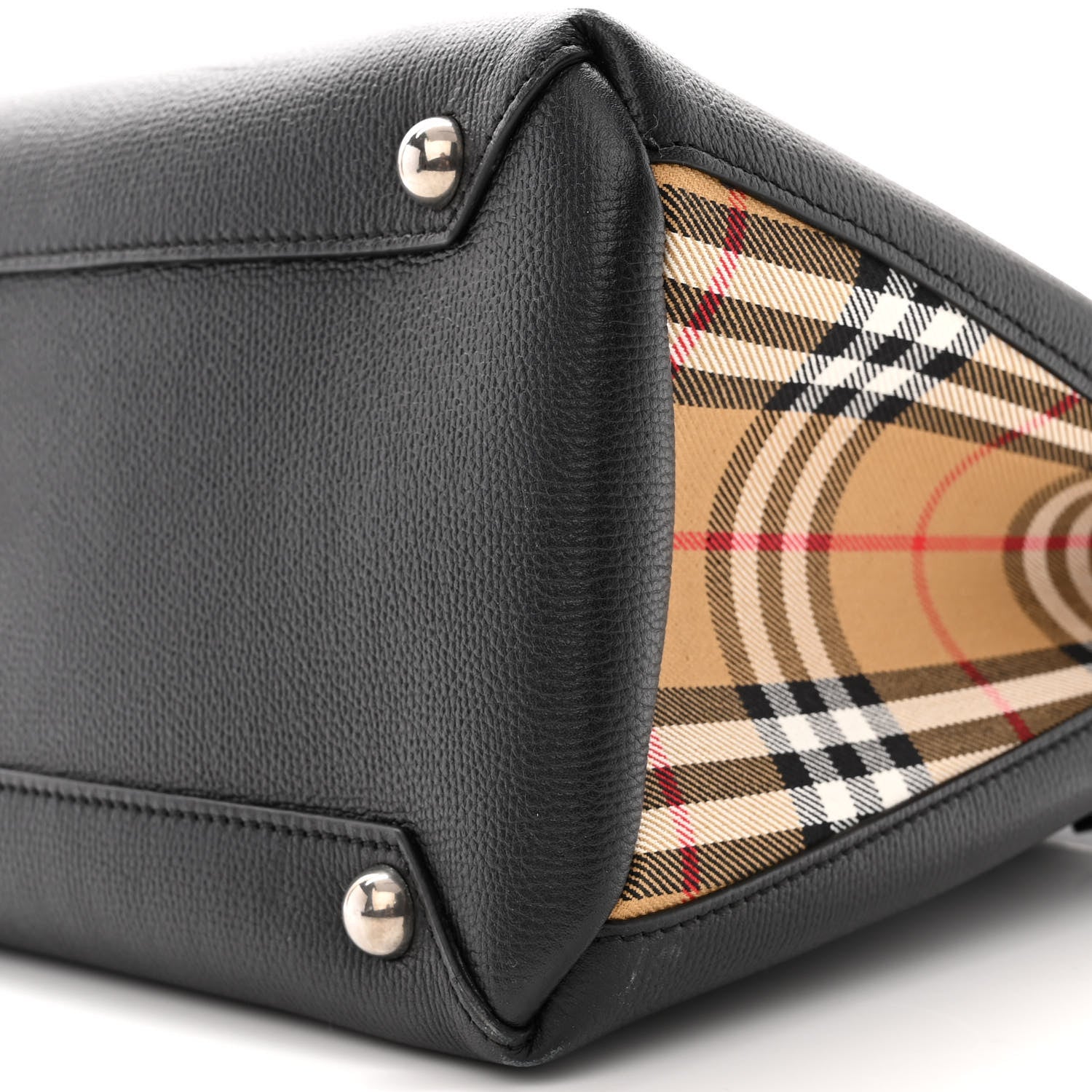Burberry Grainy Calfskin House Check Medium Banner Tote Black 10 of 10