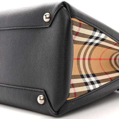 Burberry Grainy Calfskin House Check Medium Banner Tote Black 10 of 10