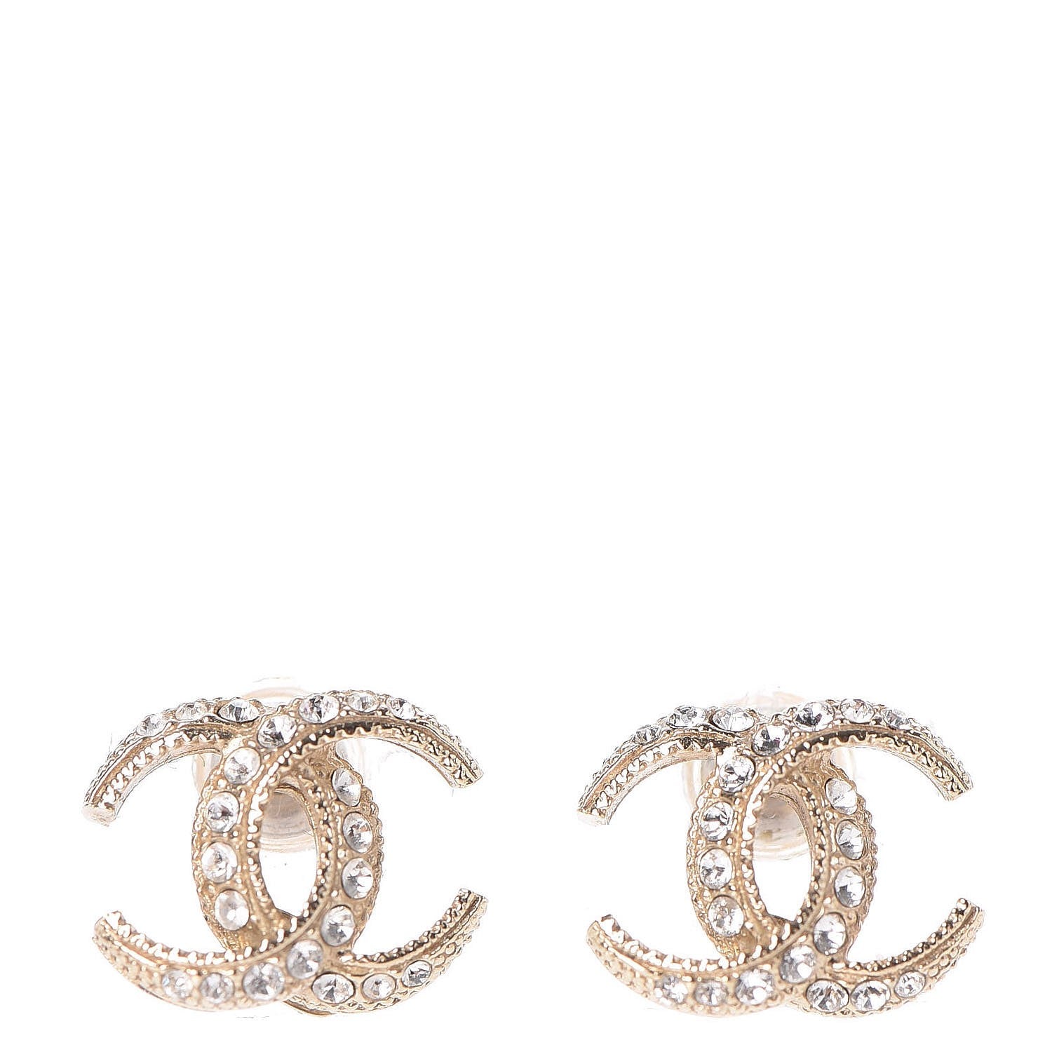 Chanel Crystal CC Moon Earrings Gold 1 of 5