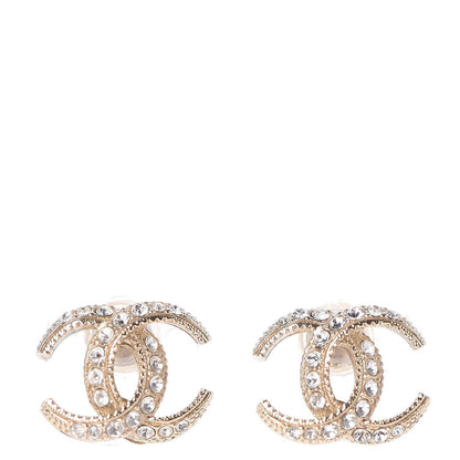 Chanel Crystal CC Moon Earrings Gold 1 of 5