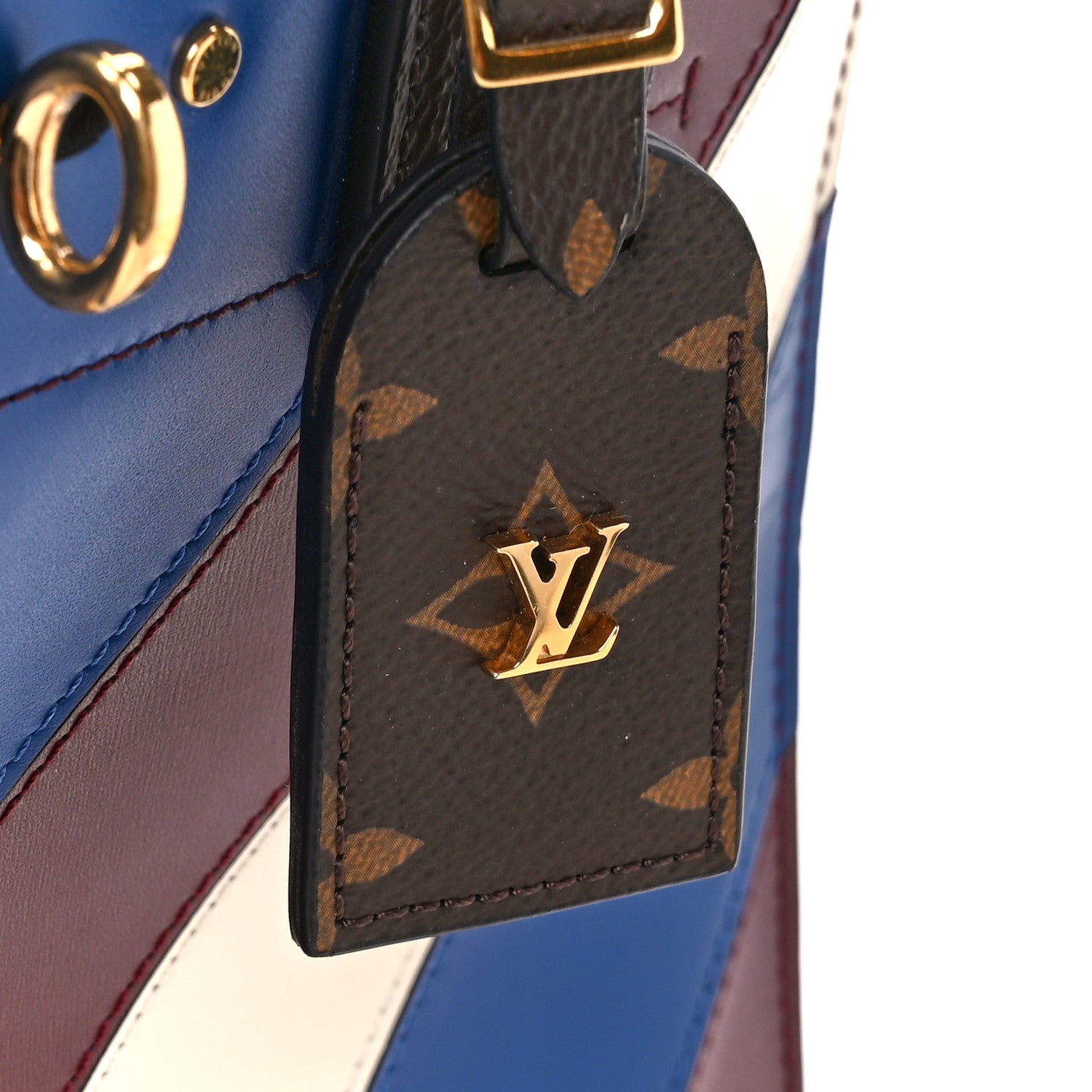 Louis Vuitton Calfskin Monogram City Steamer MM Blue Burgundy White 8 of 16