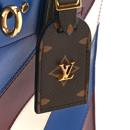 Louis Vuitton Calfskin Monogram City Steamer MM Blue Burgundy White 8 of 16