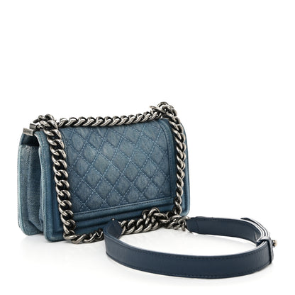 Chanel Denim Quilted Small Boy Flap Blue 3 of 10