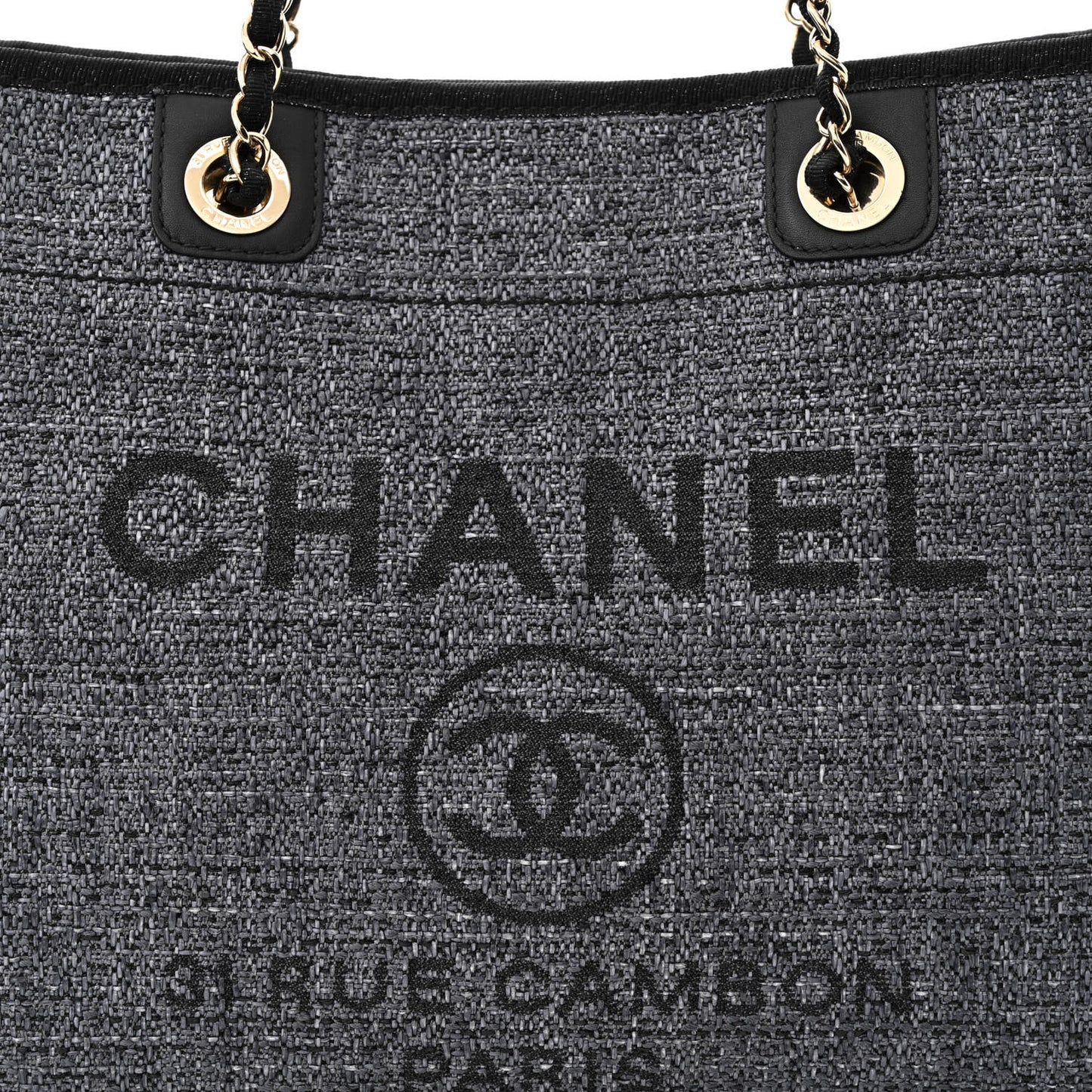 Lurex Boucle Small Deauville Tote Black