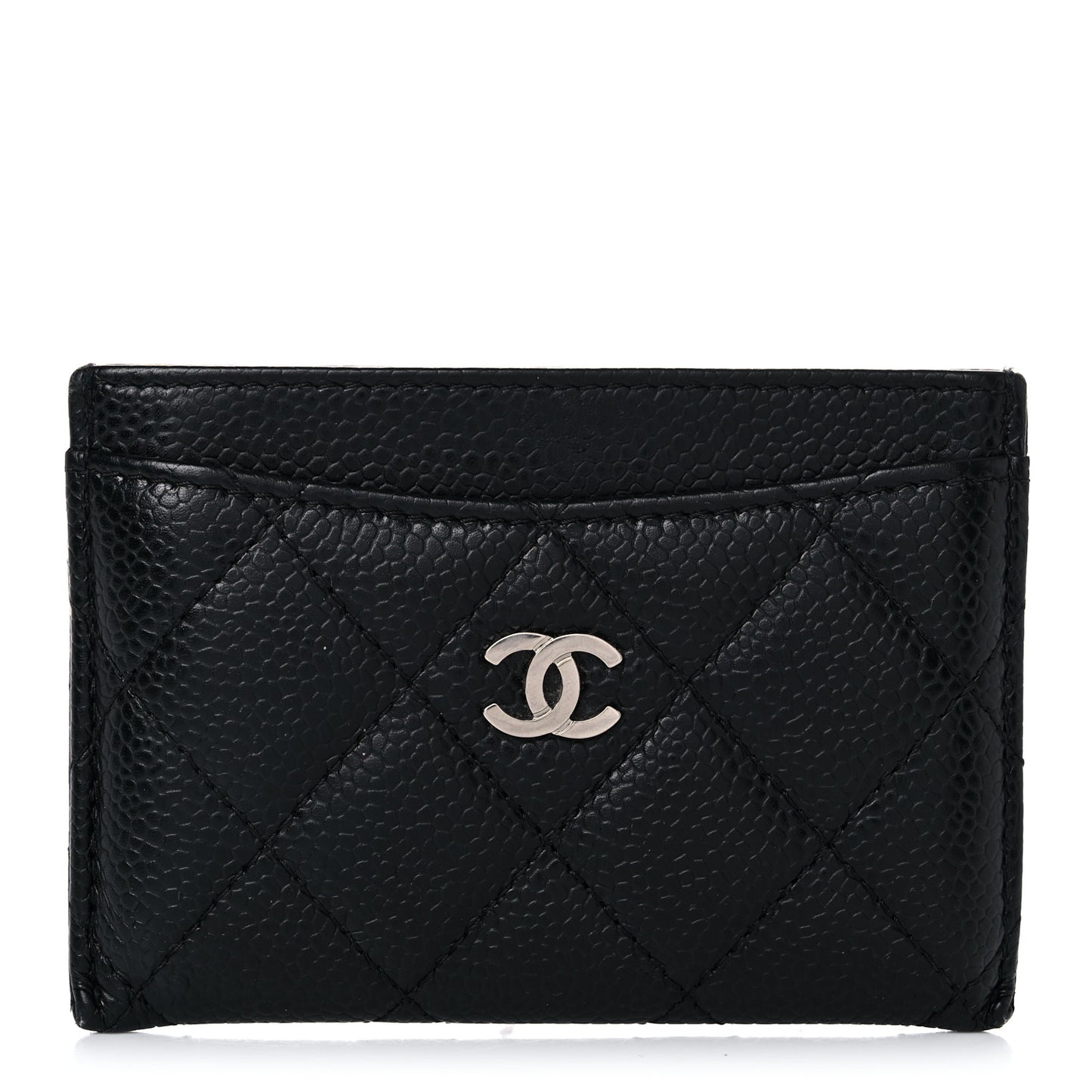Caviar Quilted Card Holder Black