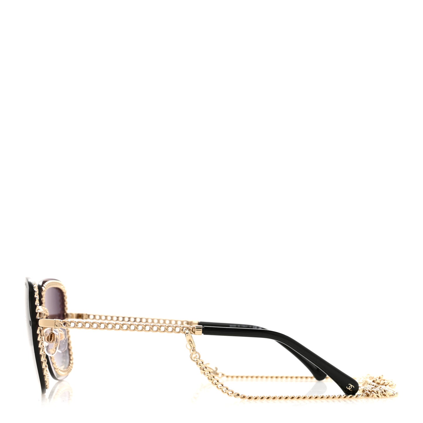 Metal Removable Chain Square Sunglasses 4244  Black