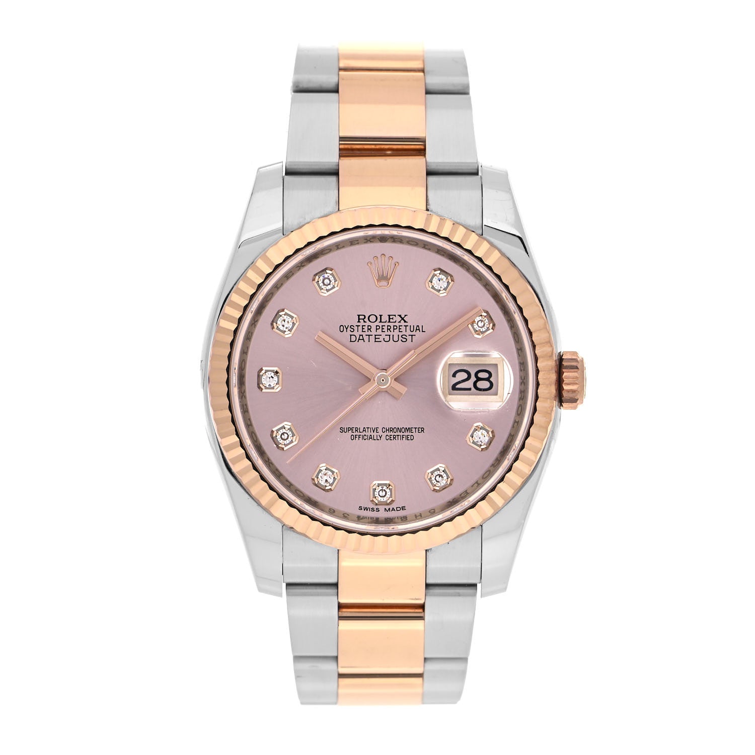 Rolex Stainless Steel 18K Everose Gold Diamond 36mm Oyster Perpetual Datejust Watch Pink 116231 1 of 5