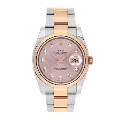 Rolex Stainless Steel 18K Everose Gold Diamond 36mm Oyster Perpetual Datejust Watch Pink 116231 1 of 5