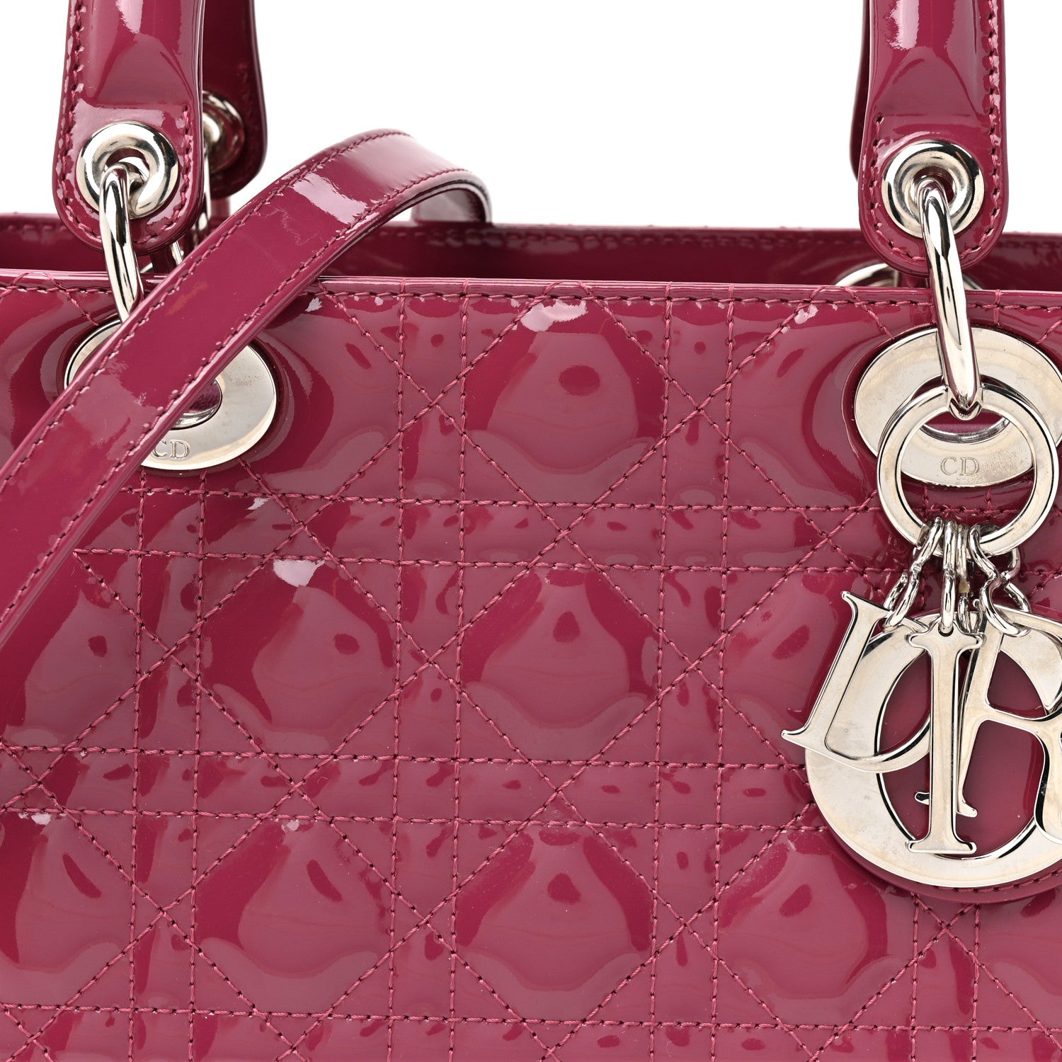 Christian Dior Patent Cannage Medium Lady Dior Dark Pink 7 of 9