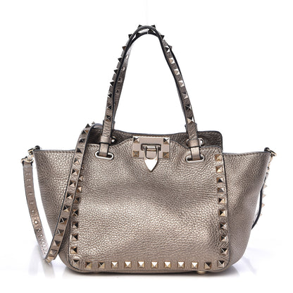 Valentino Garavani Metallic Alce Printed Calfskin Mini Rockstud Tote Sasso 1 of 12