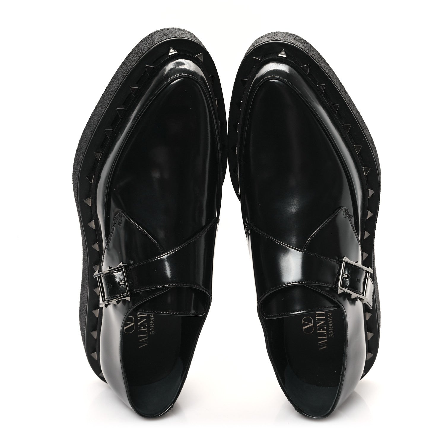 Valentino Garavani Calfskin Rockstud Mens M-Way Single Monk Loafers 42 Black 2 of 10