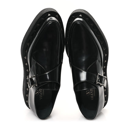 Valentino Garavani Calfskin Rockstud Mens M-Way Single Monk Loafers 42 Black 2 of 10