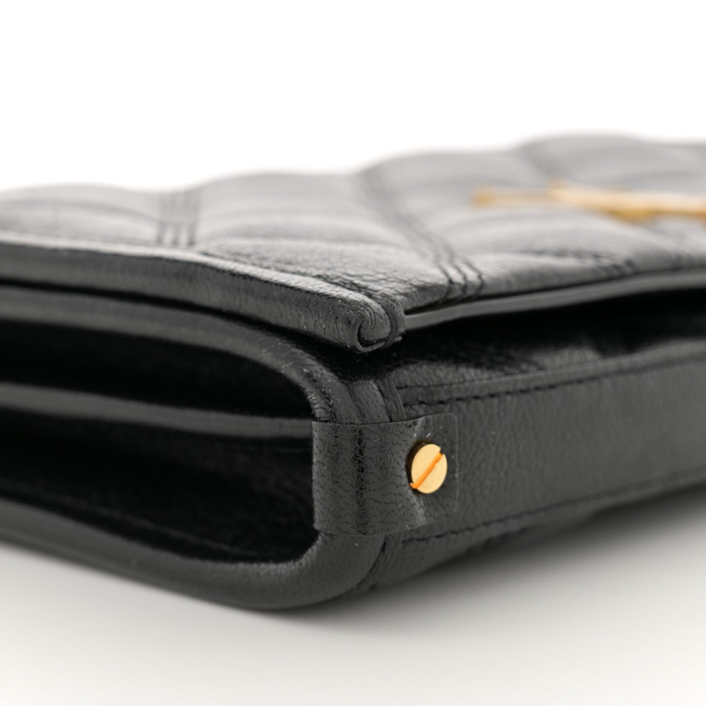 Lambskin Diamond Quilted Becky Chain Wallet Black