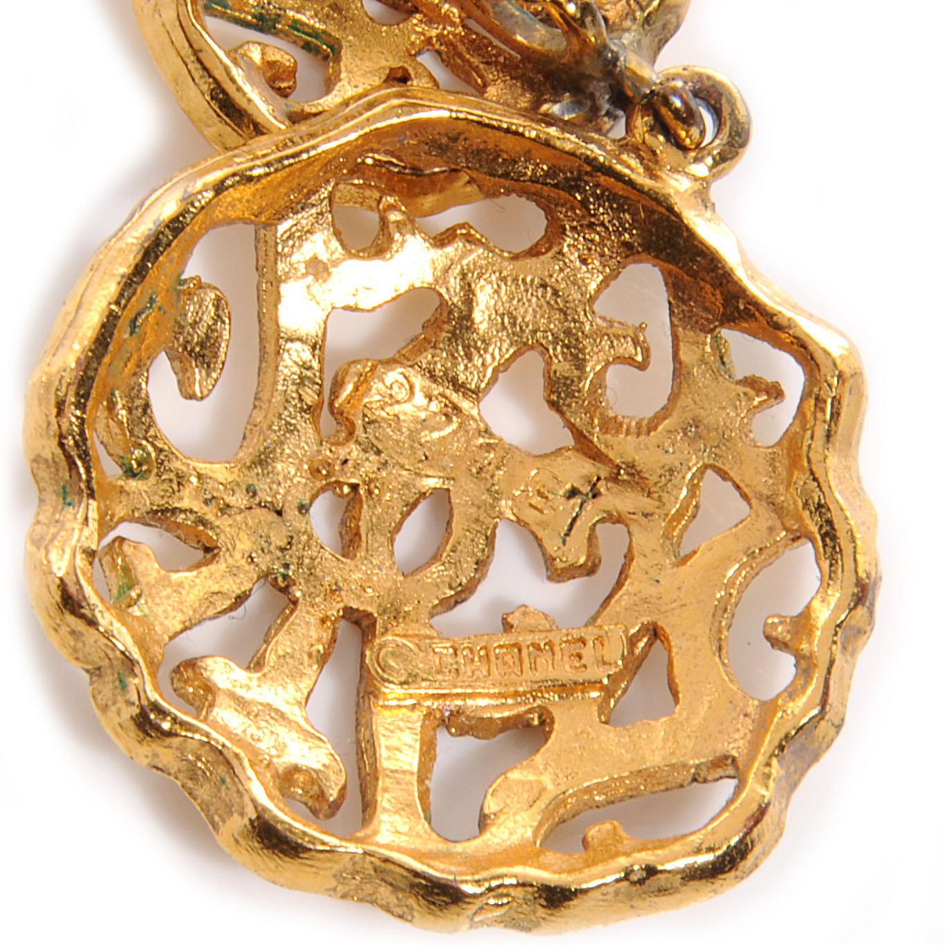 CC Clip On Drop Earrings Gold