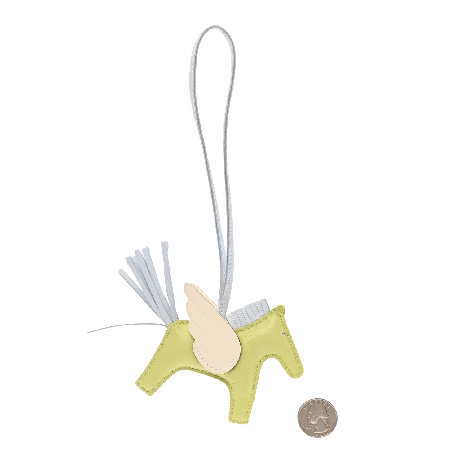 Hermes Milo Lambskin Grigri Rodeo Pegase Horse Bag Charm MM Jaune Bourgeon Bleu Brume Nata 2 of 5