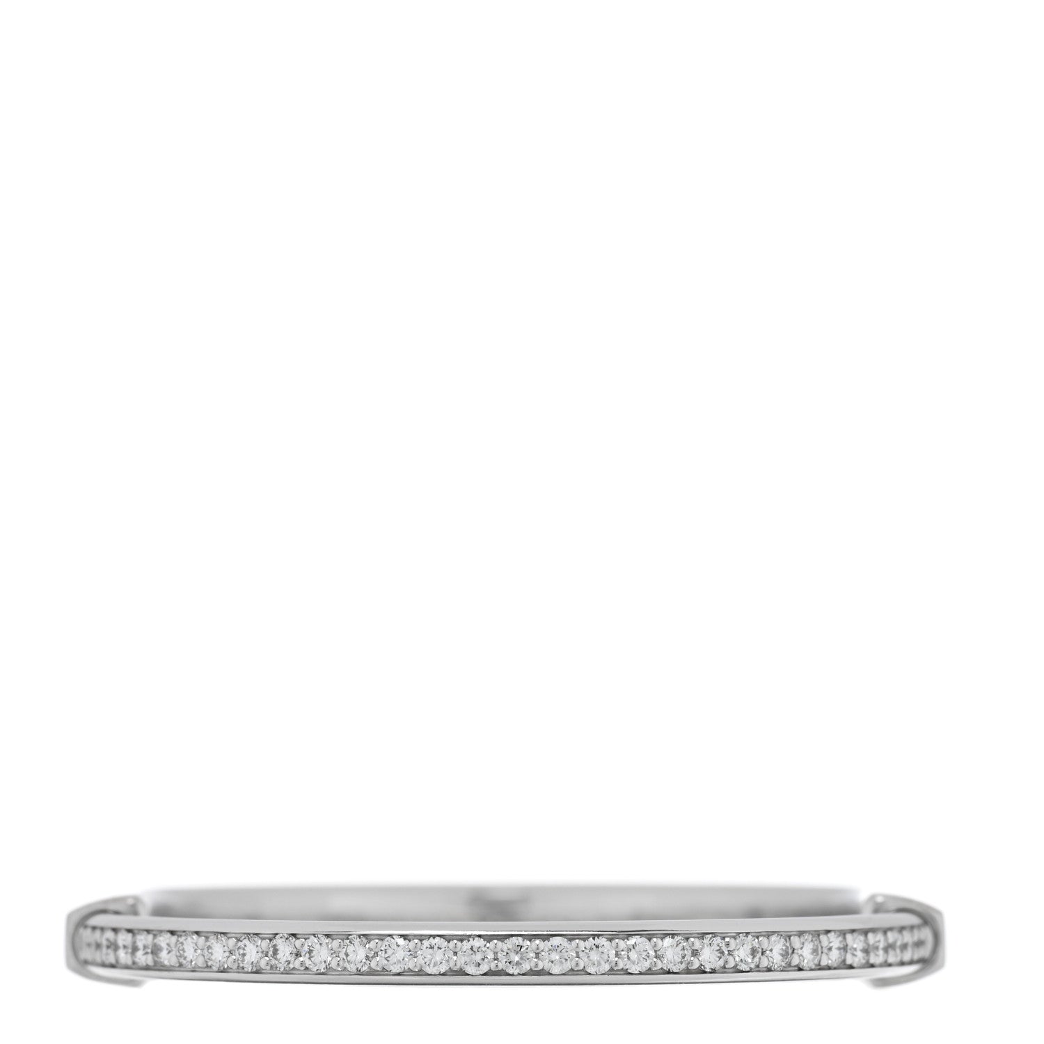 Tiffany 18K White Gold Diamond Tiffany Lock Half Pave Bangle Bracelet 2 of 5