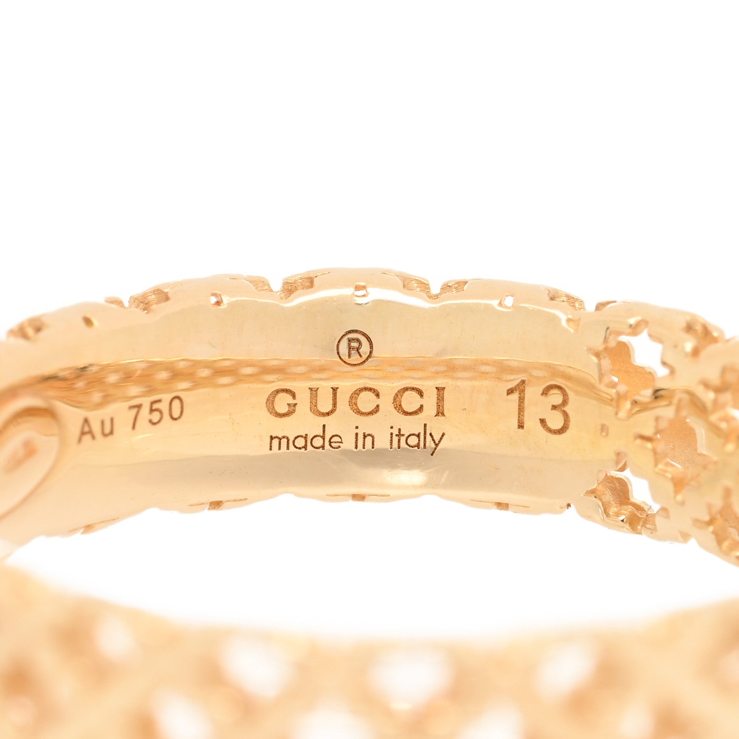 Gucci 18K Yellow Gold Thin Diamantissima Ring 53 6.25 4 of 4
