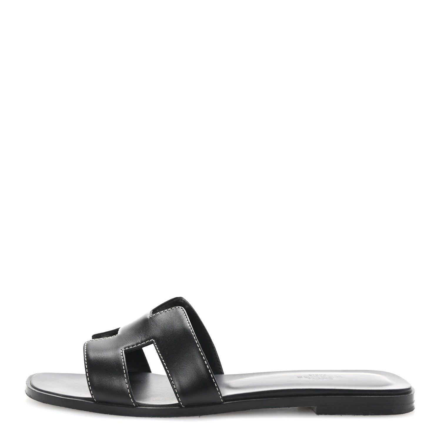 Hermes Box Calfskin Oran Sandals 39 Black 1 of 10