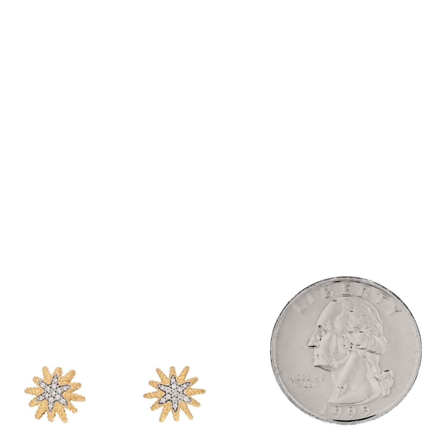 18K Yellow Gold Diamond 10mm Starburst Earrings