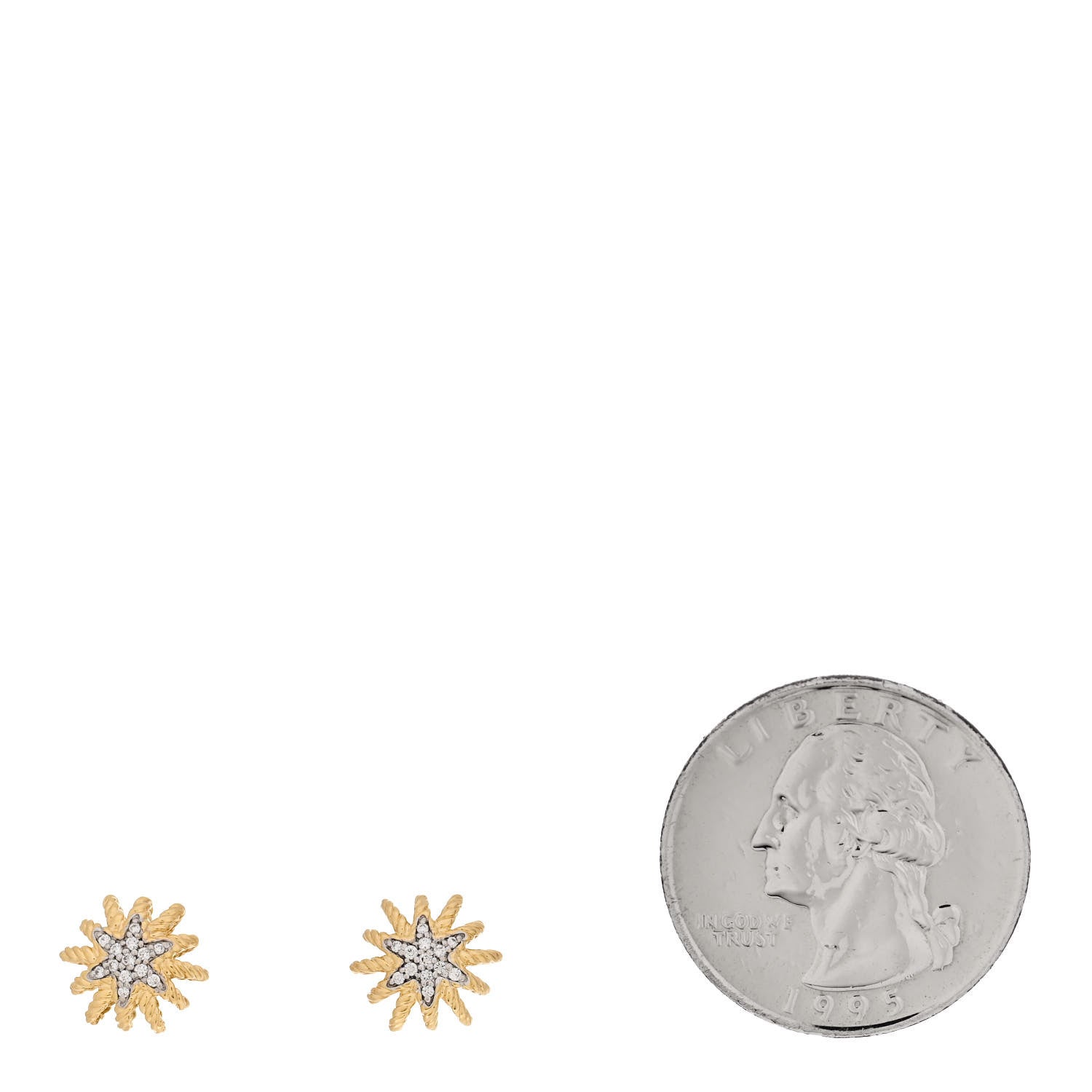 David Yurman 18K Yellow Gold Diamond 10mm Starburst Earrings 2 of 4