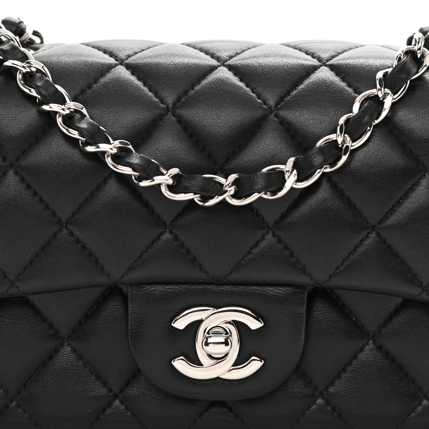 Chanel Lambskin Quilted Mini Rectangular Flap Black 8 of 10