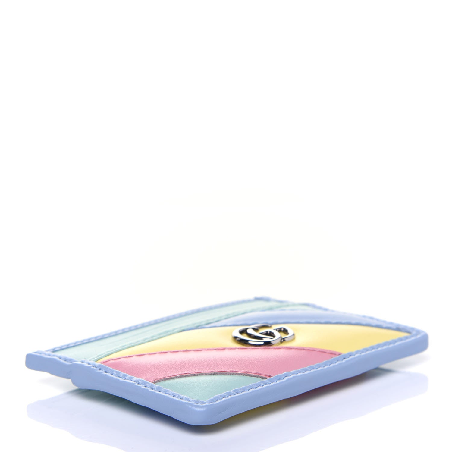 Gucci Calfskin Matelasse Diagonal GG Marmont Card Holder Wallet Multicolor Pastel 4 of 9