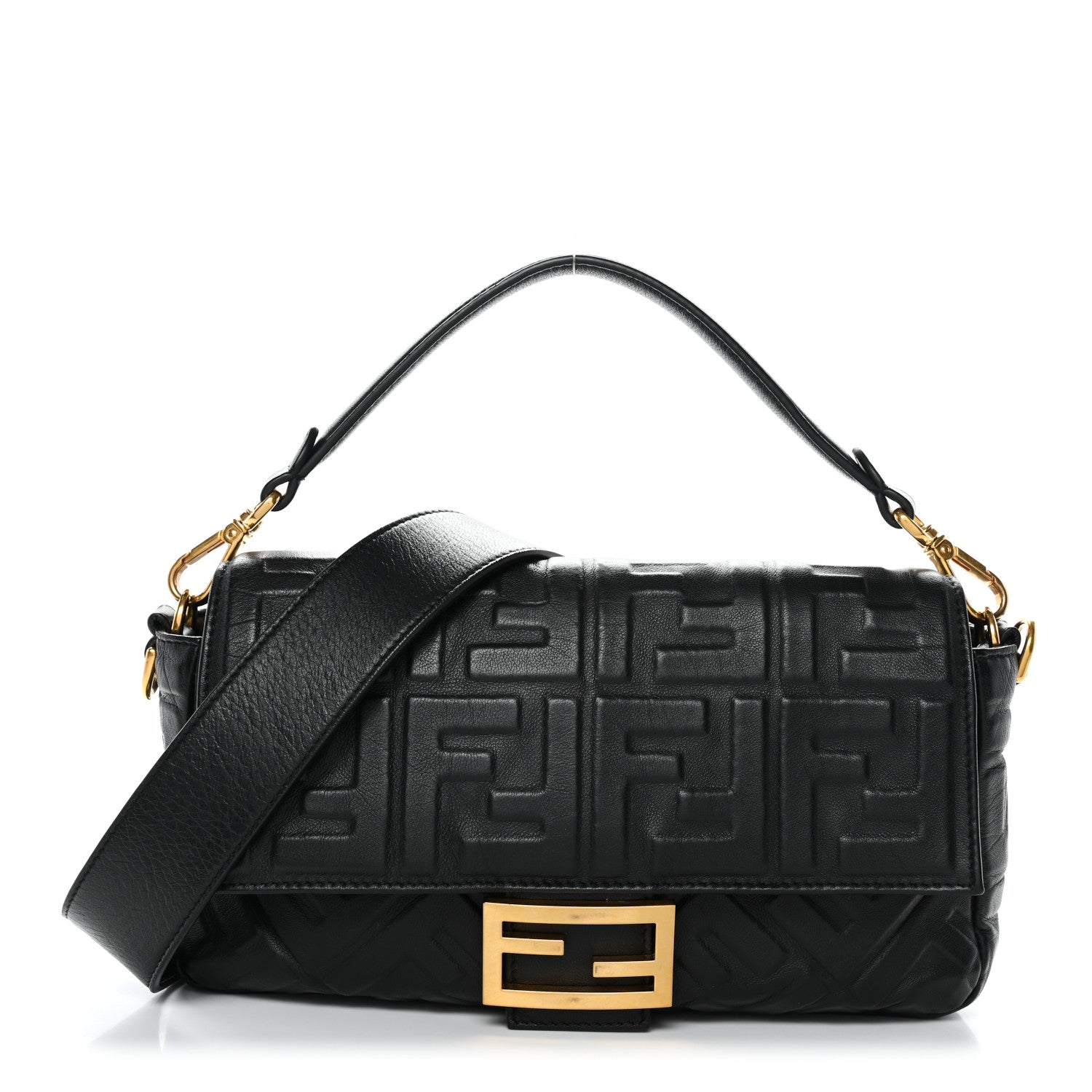 Fendi Nappa FF 1974 Embossed Baguette Black 1 of 11