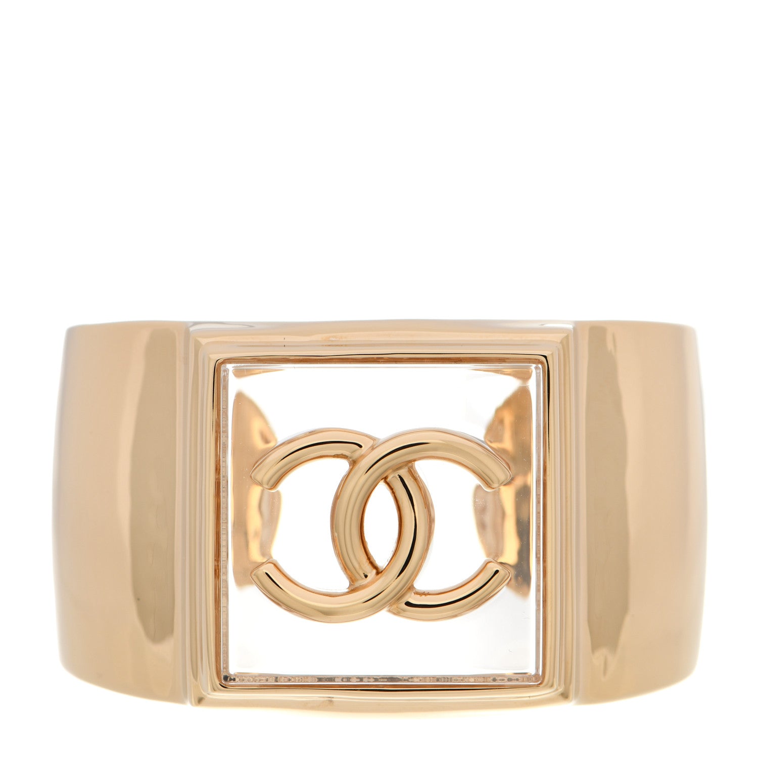 Chanel Resin CC Cuff Transparent Gold 1 of 6