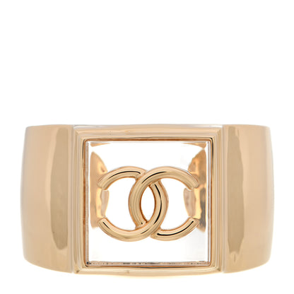 Chanel Resin CC Cuff Transparent Gold 1 of 6