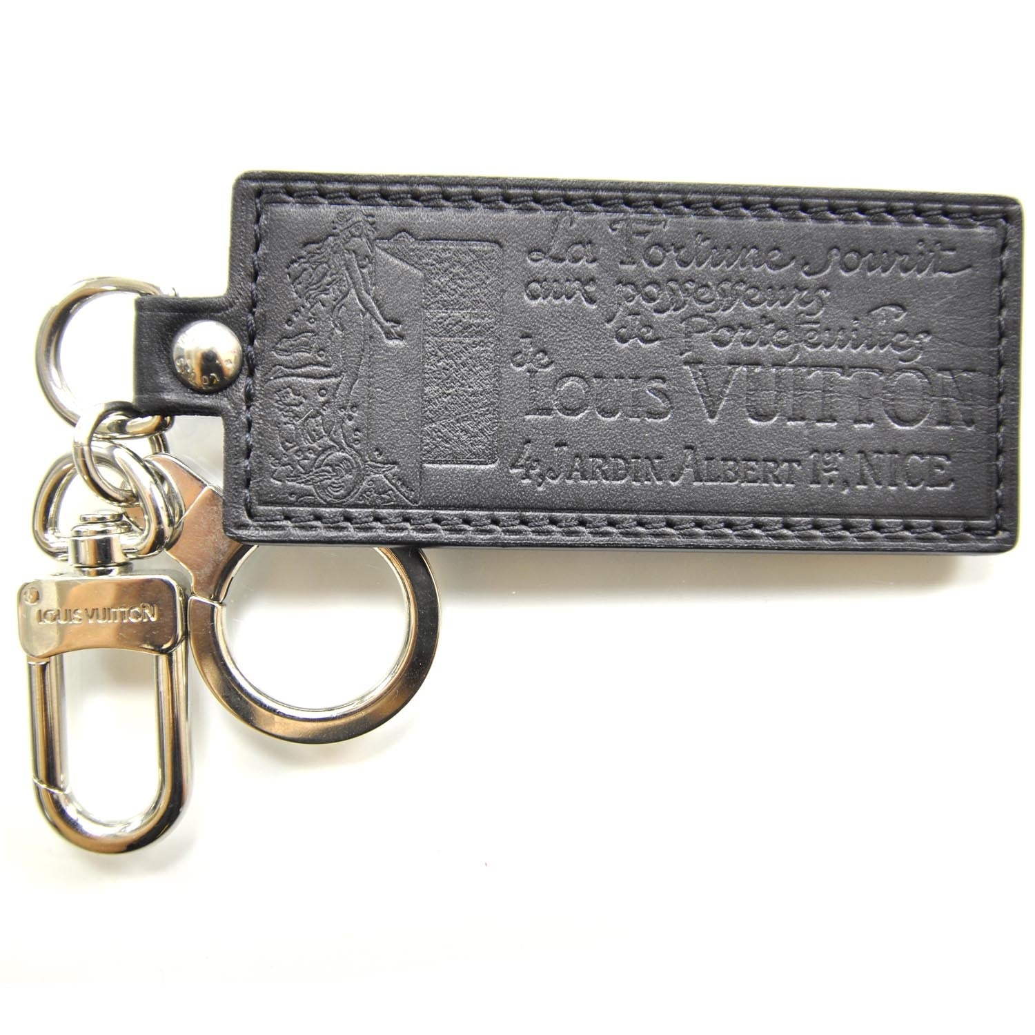 Louis Vuitton Leather Porte Clefs Fortune Key Chain Black 1 of 4