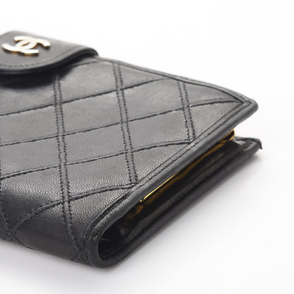 Chanel Lambskin Diamond Stitched French Wallet Black 12 of 13