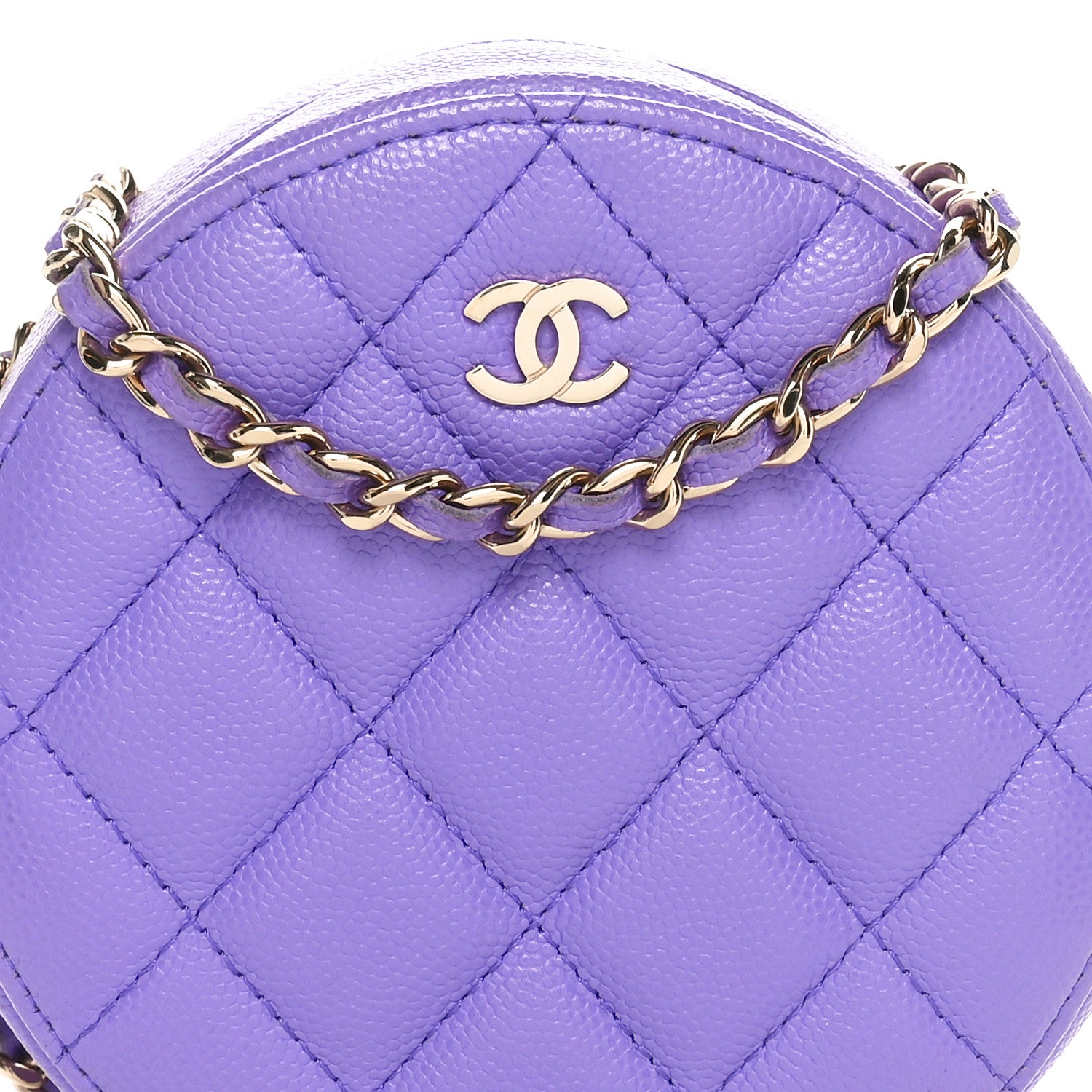 Chanel Caviar Quilted Round Clutch With Chain Purple 8 of 10