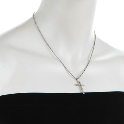 David Yurman Sterling Silver Diamond Pave 29mm Crossover Cross Necklace 2 of 5