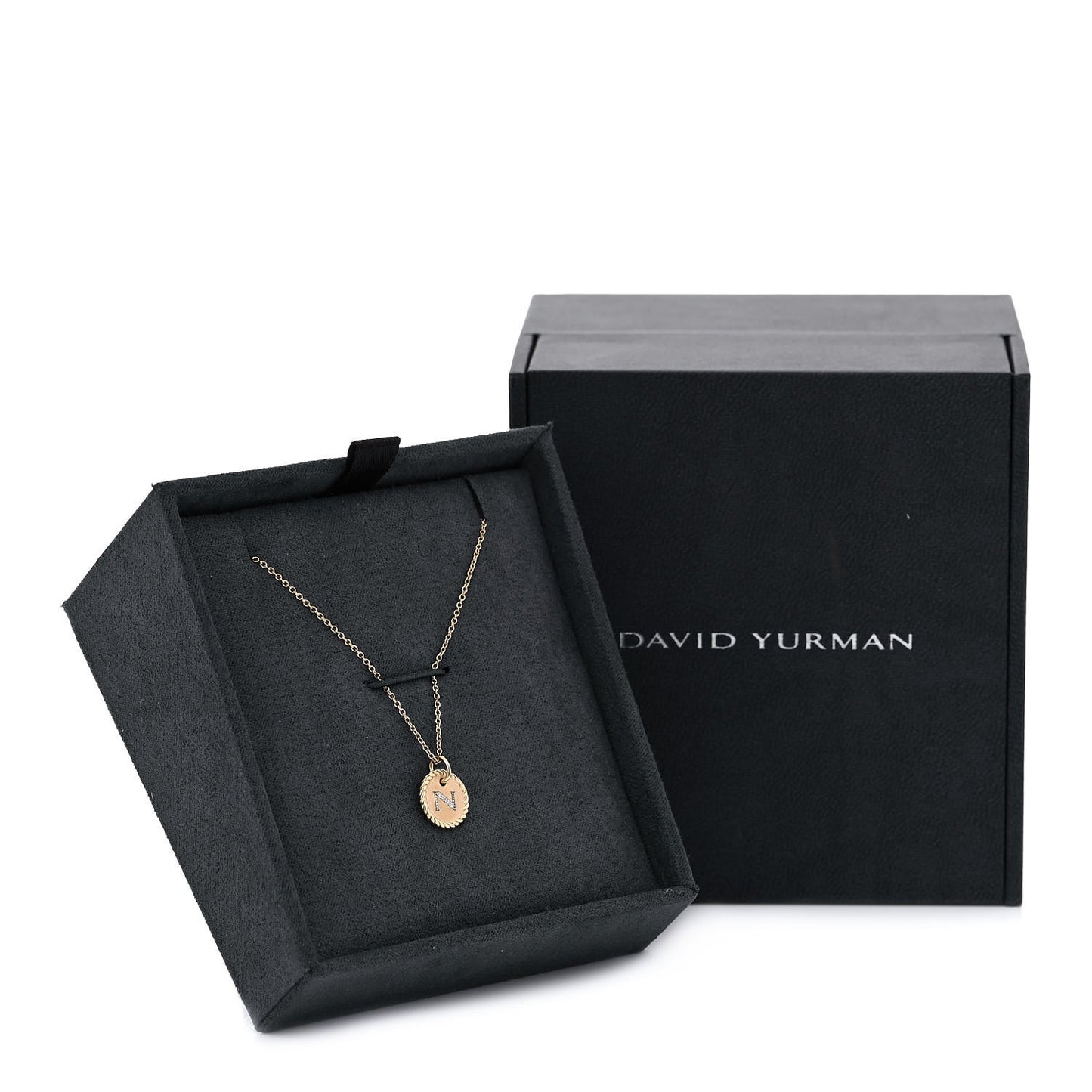 18K Yellow Gold Diamond Initial N Charm Necklace