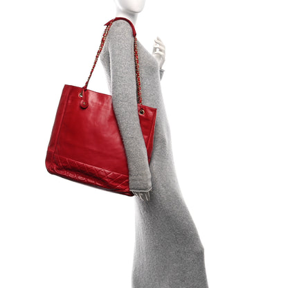 Chanel Lambskin Quilted Shoulder Bag Red 3 of 21