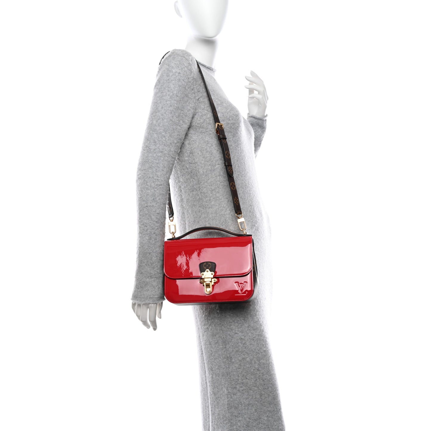 Patent Calfskin Monogram Cherrywood BB Scarlet