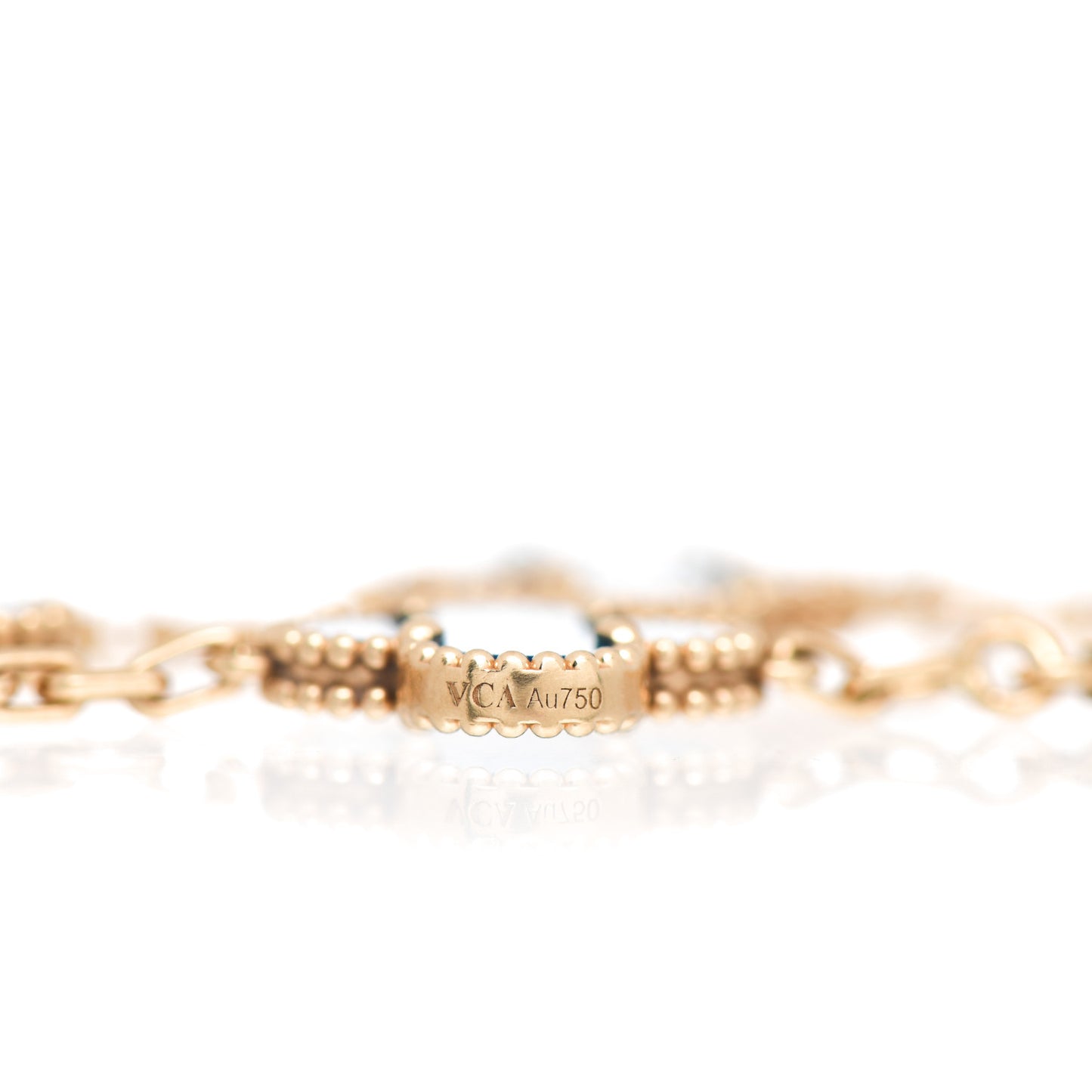 18K Yellow Gold Blue Agate 5 Motifs Vintage Alhambra Bracelet