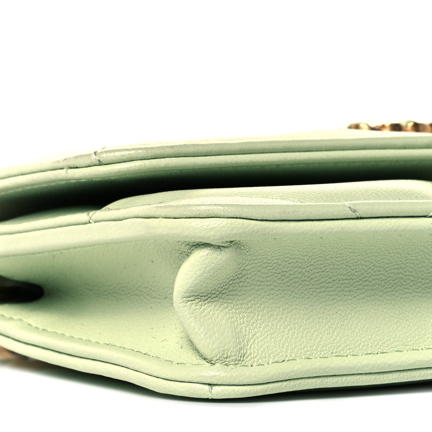Lambskin Quilted Chanel 19 Clutch With Chain Light Green