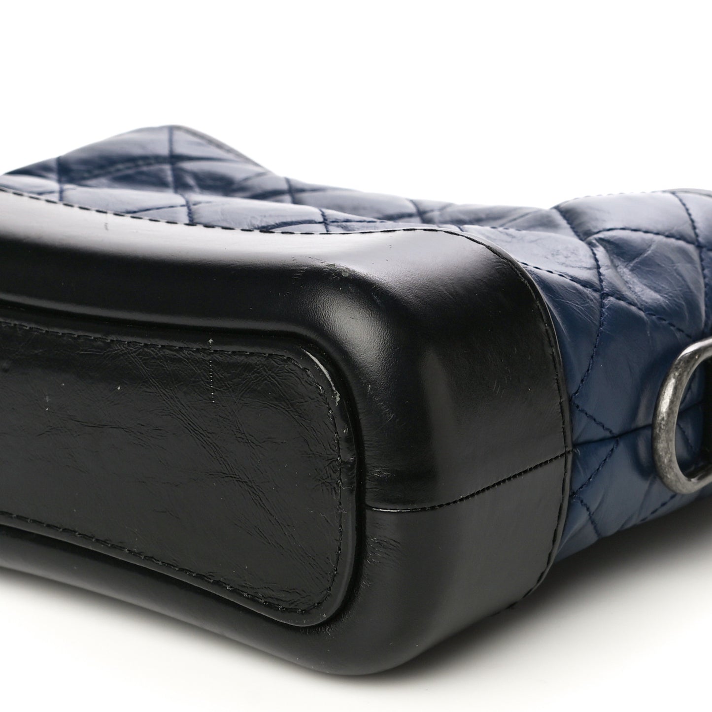 Aged Calfskin Quilted Small Gabrielle Hobo Navy Black