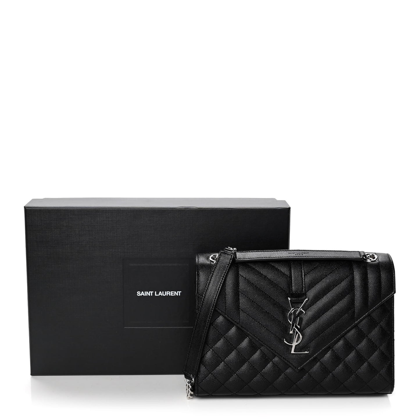 Grain De Poudre Textured Mixed Matelasse Triquilt Medium Monogram Satchel Black