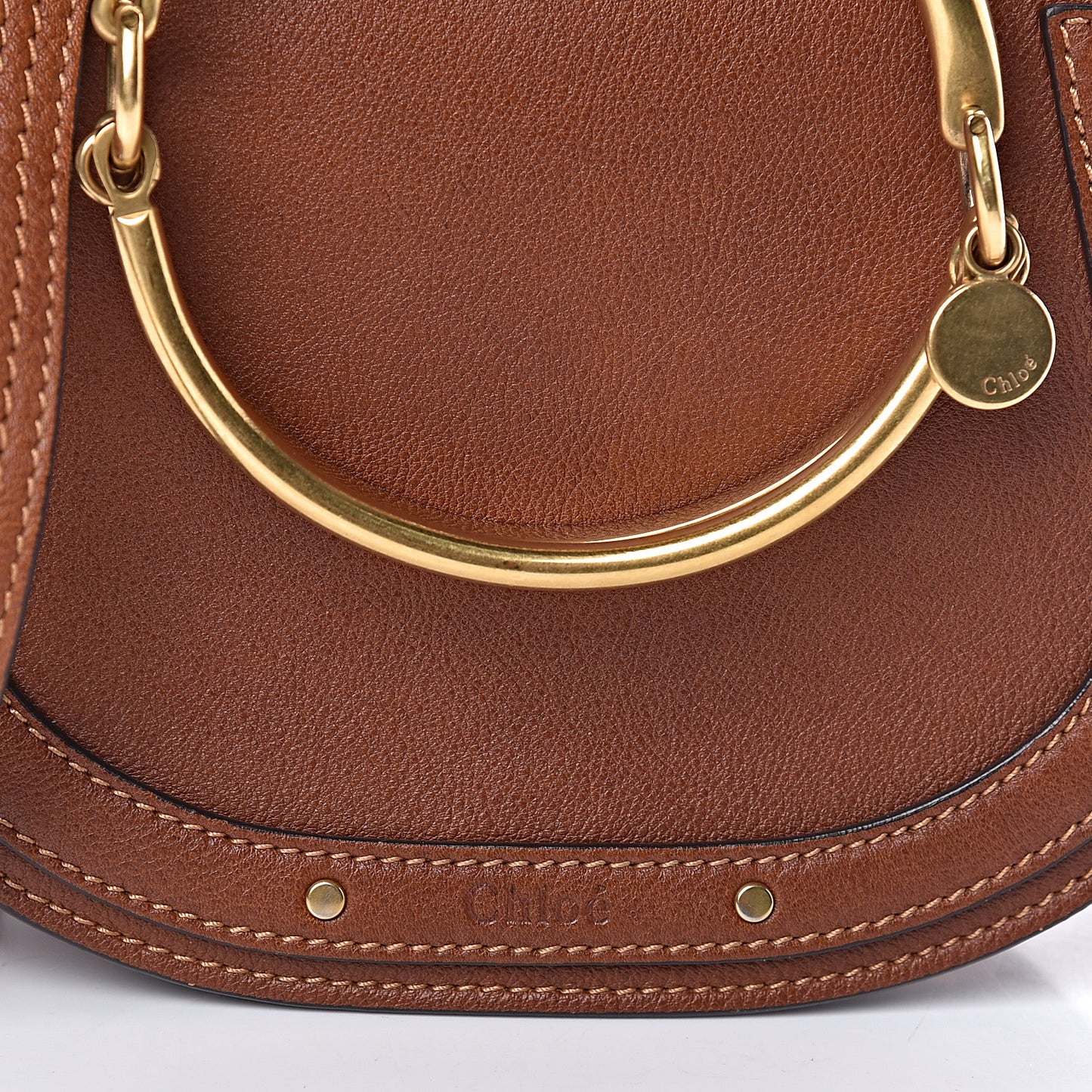 Calfskin Suede Small Nile Bracelet Bag Caramel