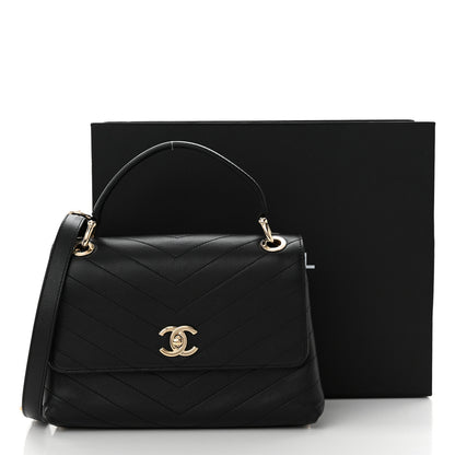 Chanel Grained Calfskin Small Chevron Chic Top Handle Flap Black 11 of 11