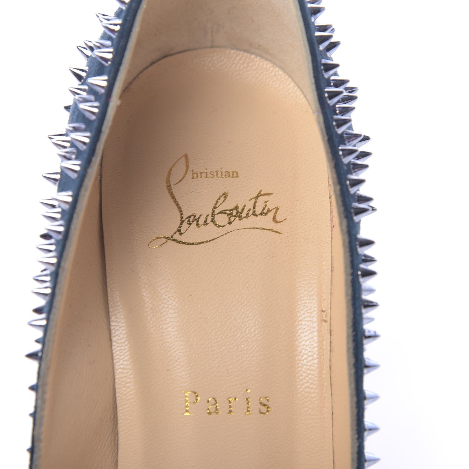 Christian Louboutin Veau Velours Studded Escarpic 100 Pumps 38 Quartz Petrol 8 of 8
