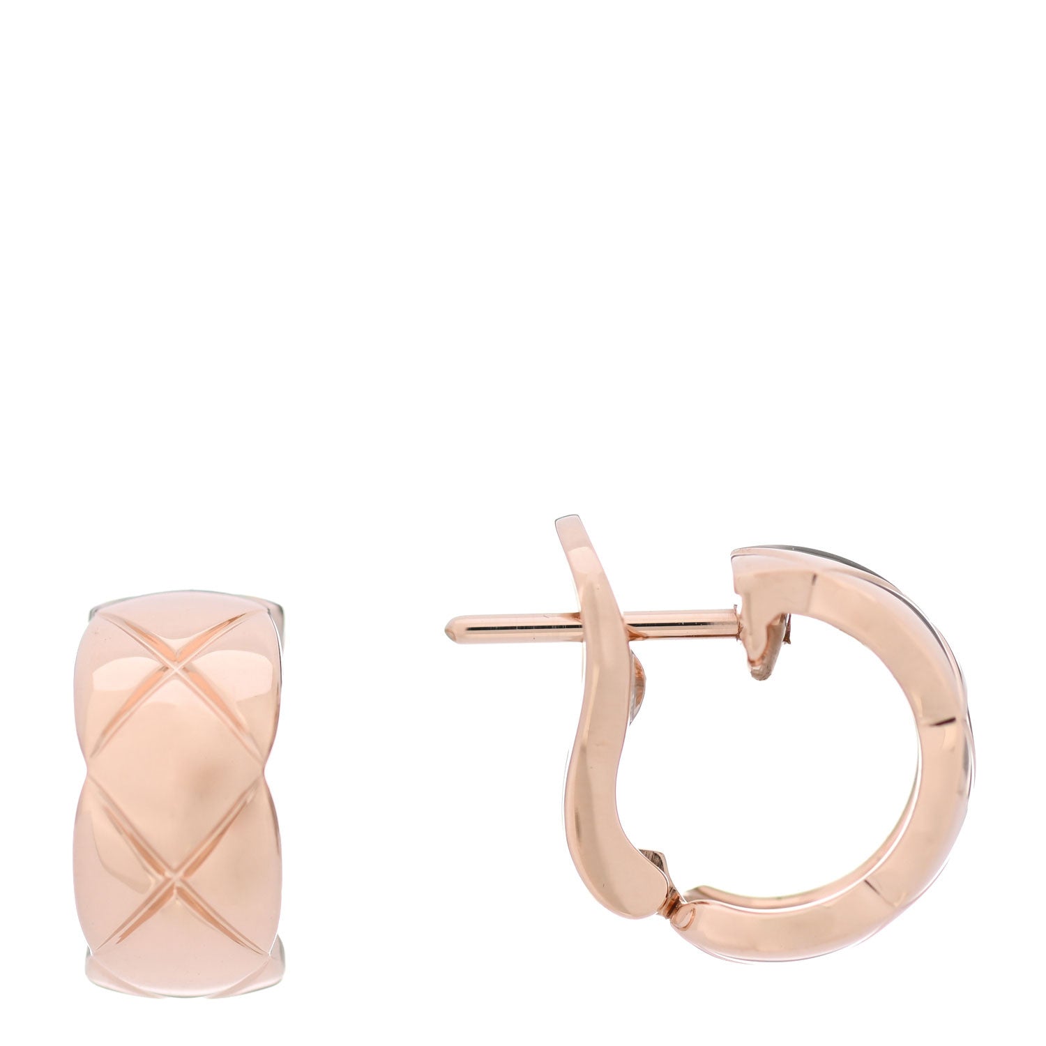 Chanel 18K Beige Gold Coco Crush Hoop Earrings 1 of 5