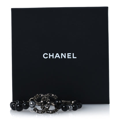 Chanel Pearl Crystal CC Camellia Bracelet Ruthenium Black 6 of 6