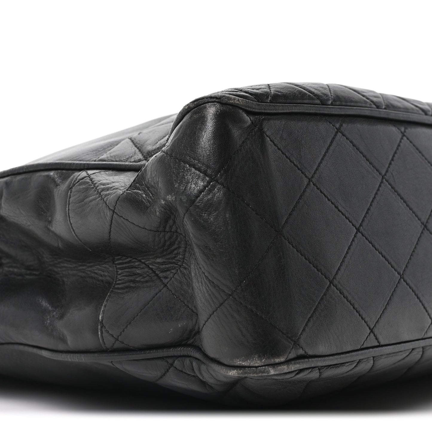Lambskin Quilted CC Shopping Tote Black