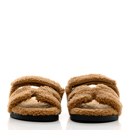 Hermes Woolskin Mens Chypre Sandals 42 Beige Gobi 2 of 8