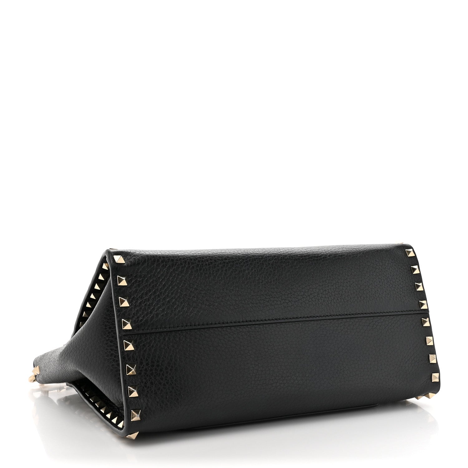 Valentino Garavani Pebbled Calfskin Rockstud Double Handle Tote Black 4 of 15