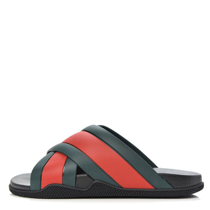 Gucci Rubber Web Mens Criss Cross Slide Sandals 9 Green Red 1 of 8